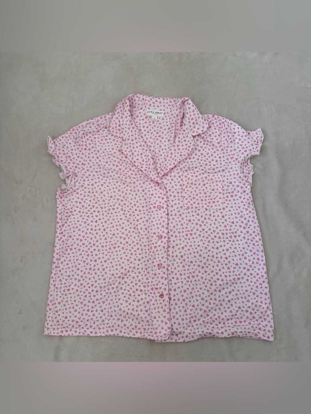 Laura Ashley Pink Heart Print Pajama Top